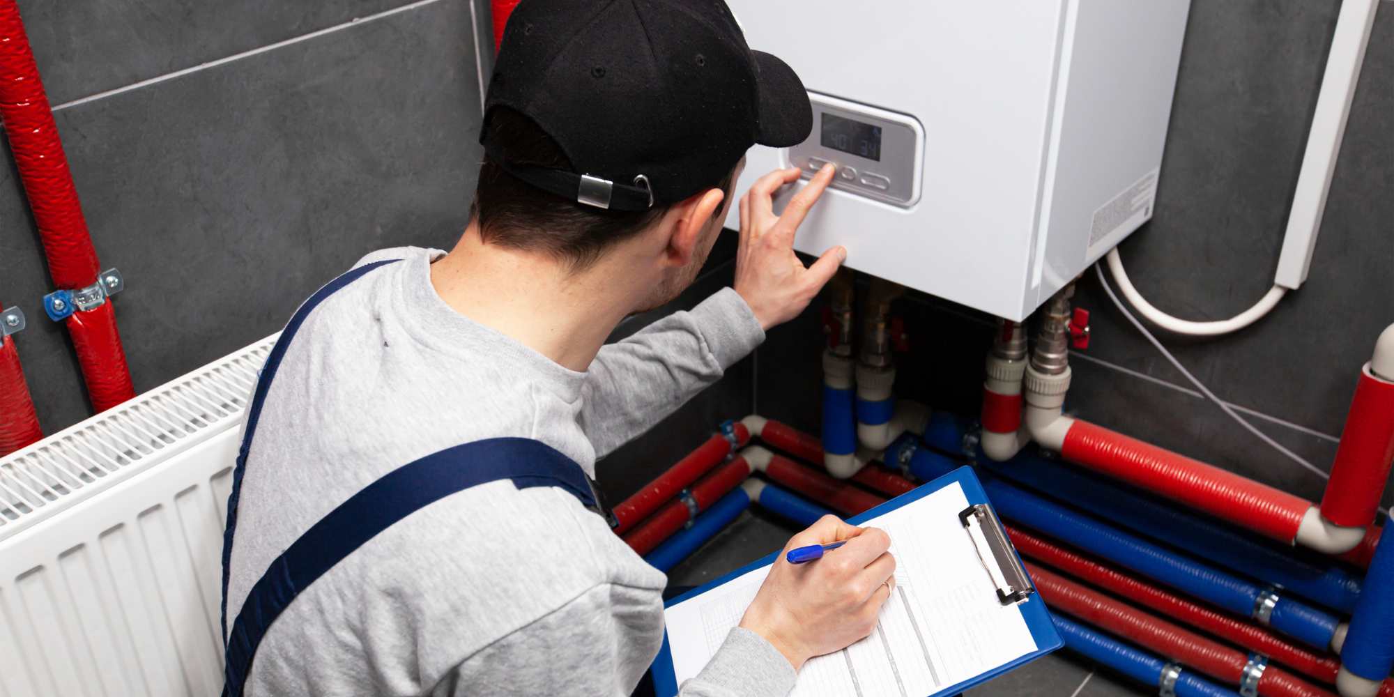 personne qui calcule la consommation d'une chaudière électrique