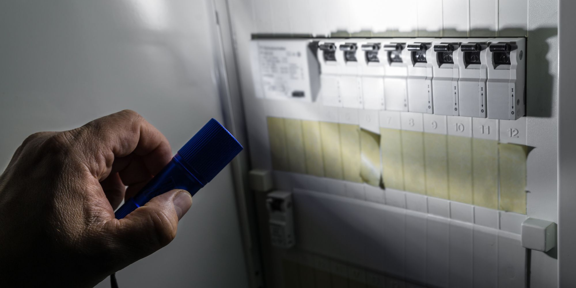 Personne qui examine son tableau électrique