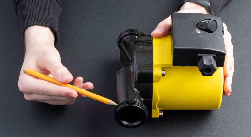 un homme montre le fonctionnement d une pompe de circulation de chauffage demontee