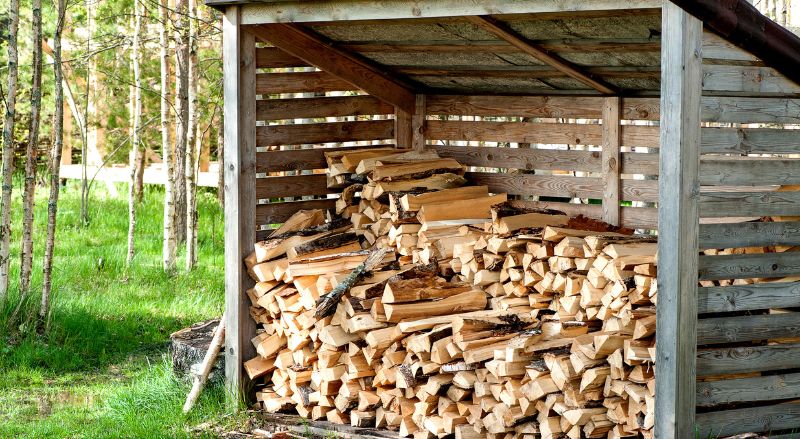 stockage du bois de chauffage sous abri