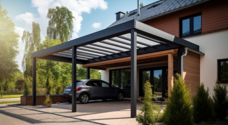 carport près d'une maison