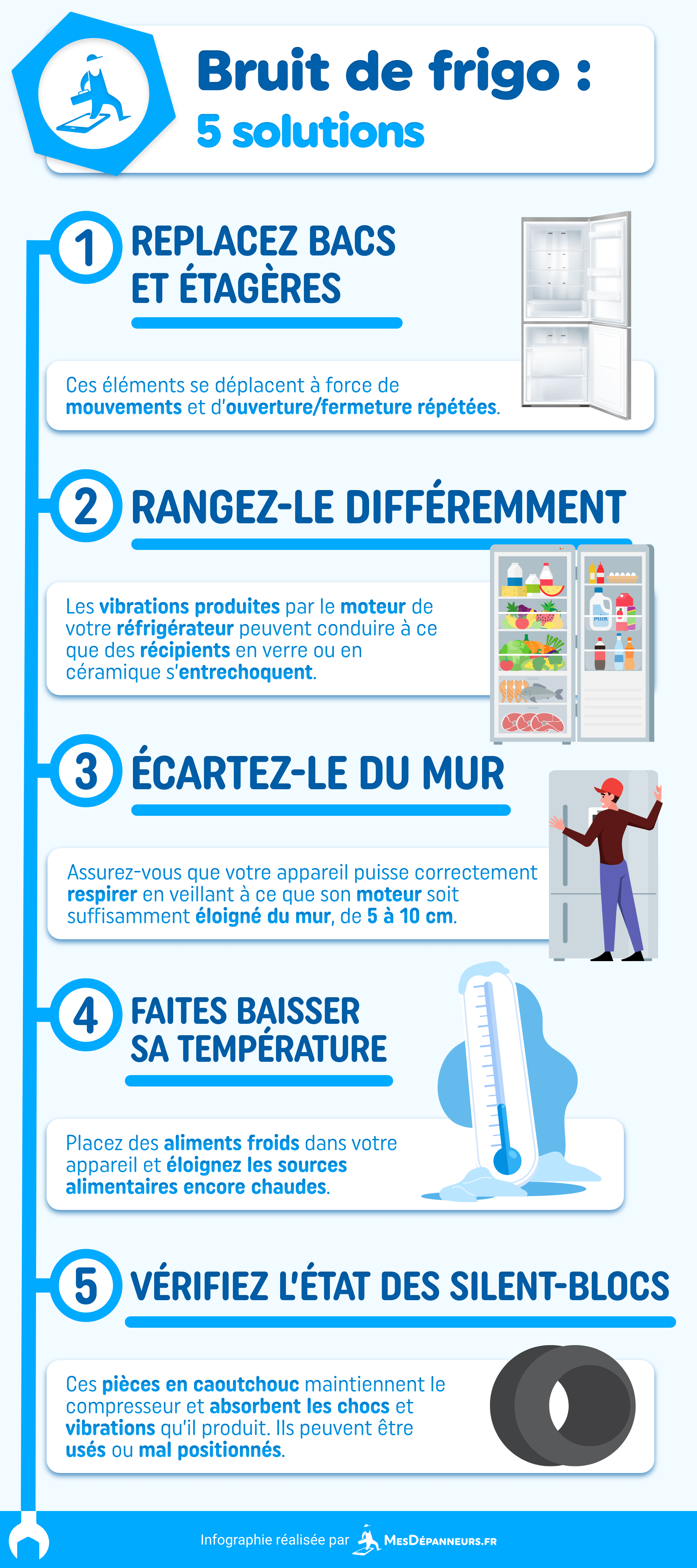 infographie bruit frigo solutions tuto mesdespanneurs mesdespanneurs.fr
