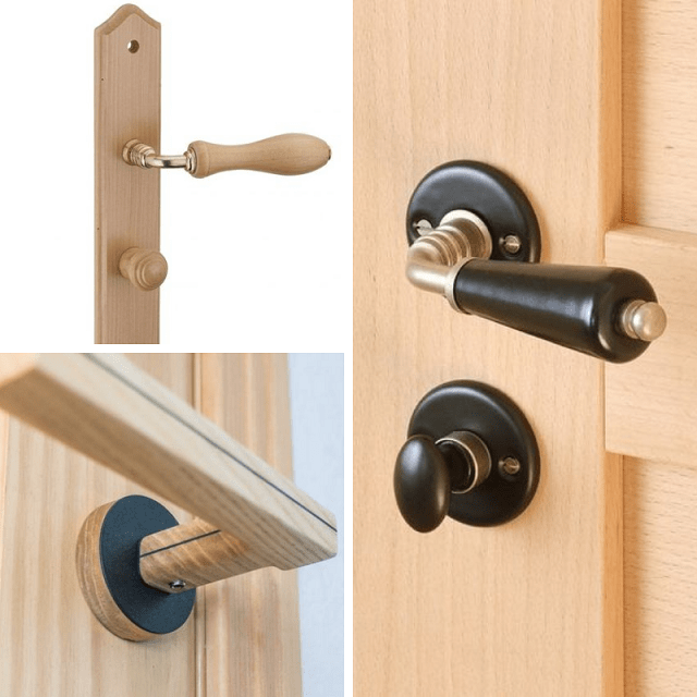 Montage avec poignées de porte en bois