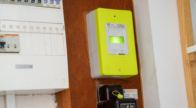 compteur linky installe dans l entree d un immeuble de residence