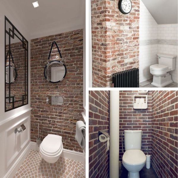 mur en briques dans les toilettes