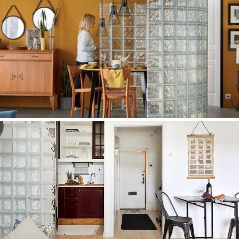 pavé de verre dans la cuisine ou le salon