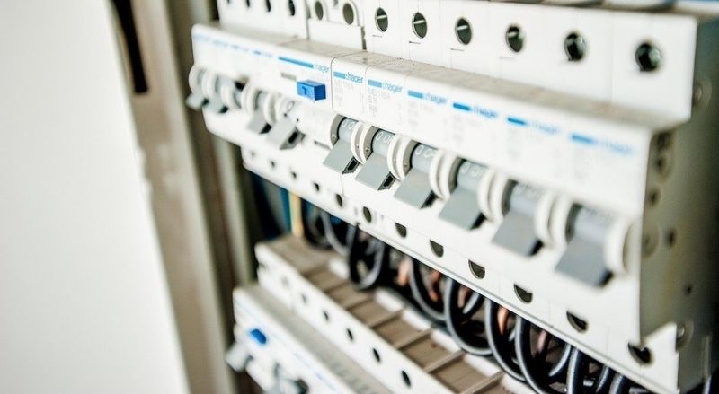 rangée de modules sur un tableau électrique