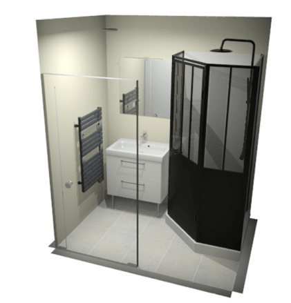 3D d'une salle de bain de 3m²
