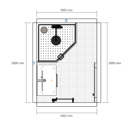 Plan d'une salle de bain de 3m²