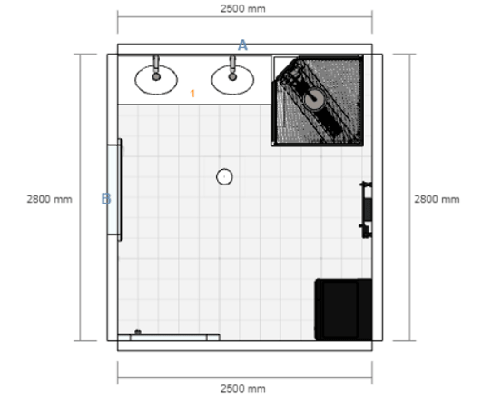 Plan d'une salle de bain de 7m²