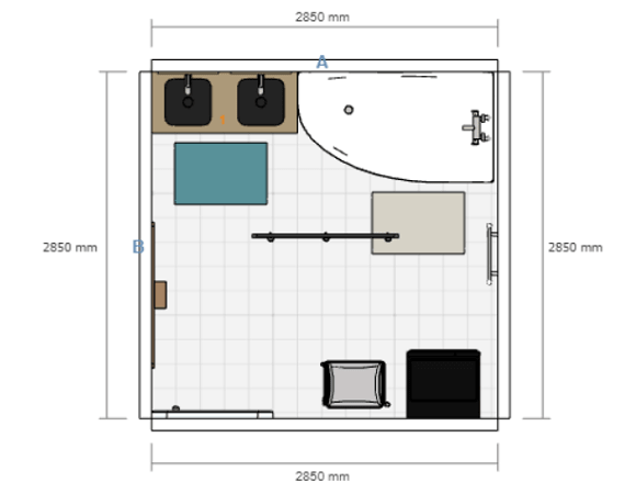 Plan d'une salle de bain de 8m²